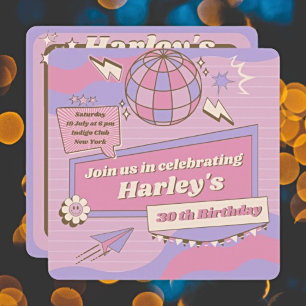 Personaliseer je feestje Groovy Disco Ball Verjaar Kaart