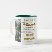 Personaliseer Jeremia 29:11 Afstudeerder Pet Schri Tweekleurige Koffiemok (Voorkant links)