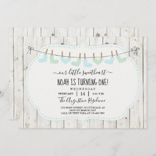 Personaliseer jongen Valentine Day First Birthday  Kaart