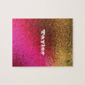 Personaliseer Jouw naam tinten roze en goud Legpuzzel (Horizontaal)