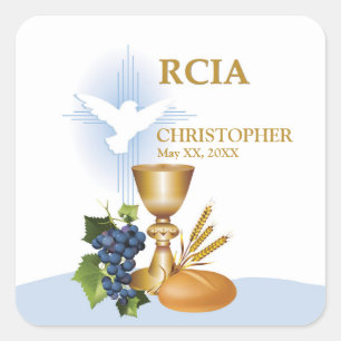 Personaliseer, Katholiek Sacrament RCIA Congrats Vierkante Sticker