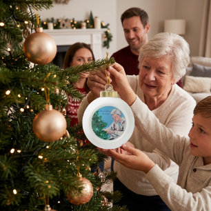 Personaliseer Kerstgroet van OMA/OMA Keramische Bal Ornament