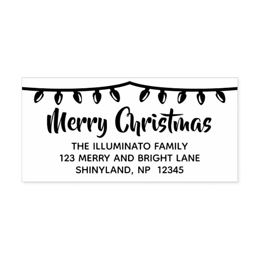 Personaliseer Kerstmis Adres Stamp String Lights Rubberstempel (Afrduk)