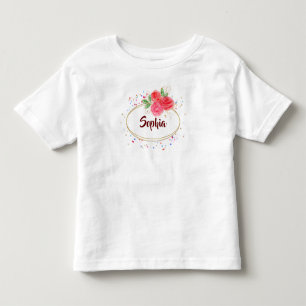Personaliseer kinder T-shirt, glitter roos name gi Shirts