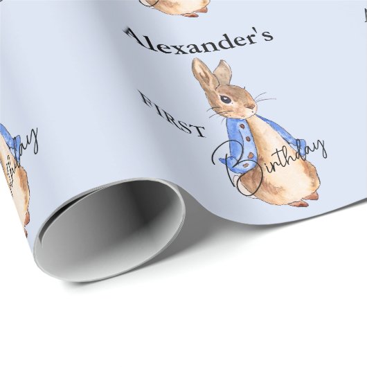 Personaliseer Kindernaam Peter Eerste Verjaardag Cadeaupapier (Rol Hoek)