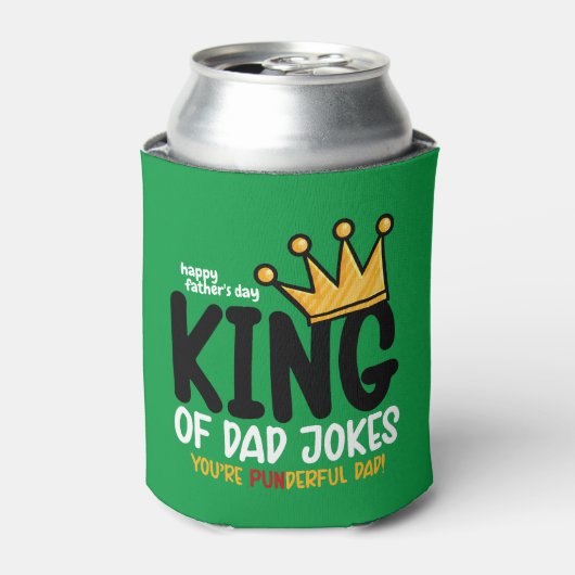Personaliseer King of Dad Jokes Waterfles Blikjeskoeler (Blikje Voorkant)
