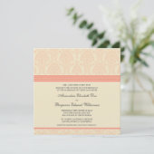 :personaliseer: Koraal/Cream Damask Wedding Invita Kaart (Staand voorkant)