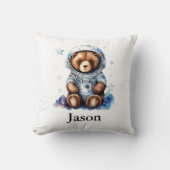 Personaliseer kwekerij Kinder kamer Astronaut Beer Kussen (Voorkant)