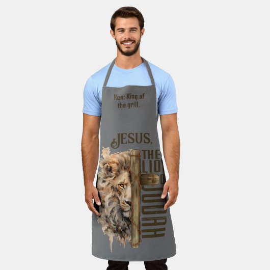Personaliseer l Schrift l Jesus l Lion, man Schort (Gedragen)