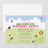 :personaliseer: Ladybug/Sunflower Birthday Party I Kaart (Voorkant / Achterkant)