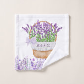 Personaliseer Lavender Flowers Basket Paars Green Bad Handdoek (Wasdoekje)