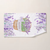 Personaliseer Lavender Flowers Basket Paars Green Bad Handdoek (Handdoek)