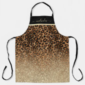 Personaliseer Leopard Glitter Dierenprint Schort (Voorkant)