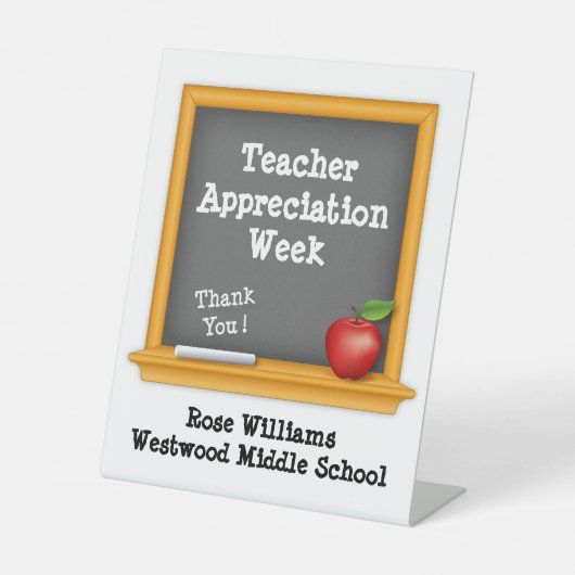 Personaliseer leraar appreciatie week dank u reclamebord met voetstuk (Voorkant)