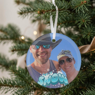 Personaliseer LET IT SNOW Foto Glas Ornament
