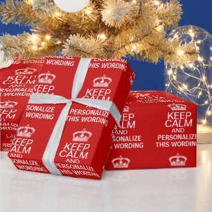 Personaliseer levensonderhoud kalm rood wit cadeaupapier