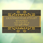 Personaliseer Licentiehouder Kapper Gezocht Salon Raamsticker (Vel 3)