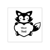 Personaliseer - Little Fox Holding Heart Rubberstempel (Afrduk)