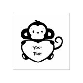 Personaliseer - Little Monkey Holding Heart Rubberstempel (Afrduk)