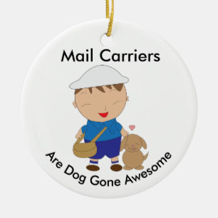 Personaliseer Mail Carrier Postbode Bruine Hond Keramisch Ornament