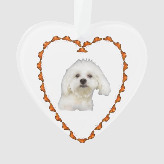 Personaliseer Maltese puppy in hart Ornament (achterkant)