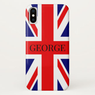 Personaliseer met een naam British National Flag iPhone X Hoesje