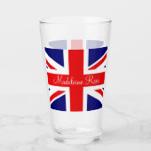 Personaliseer met een naam British National Flag Glas (Achterkant)