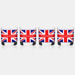 Personaliseer met een naam British National Flag Whisky Glas