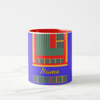 Personaliseer met een naam Mixed Geo Tweekleurige Koffiemok