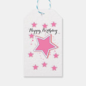 Personaliseer met een naam Pink STAR Cadeaulabel (Achterkant)
