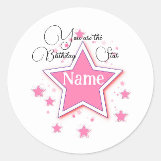 Personaliseer met een naam STAR Ronde Sticker