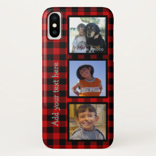 Personaliseer met foto's en houthakkersplaid iPhone x hoesje