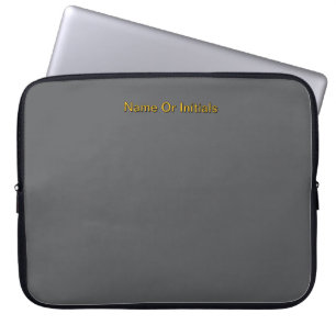 Personaliseer met naam grijs + oranje laptop sleeve