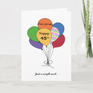 Personaliseer met naam ~ Happy 45th Birthday Wish Kaart