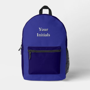 Personaliseer met uw initialen Blauw + Blauw Bedrukte Rugzak