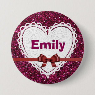 Personaliseer met uw naam bordeaux knoop ronde button 7,6 cm