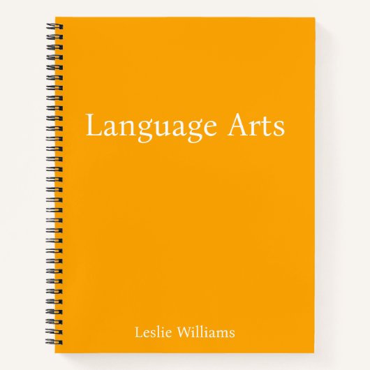 Personaliseer minimalistische Oranje taalkunsten Notitieboek (Voorkant)