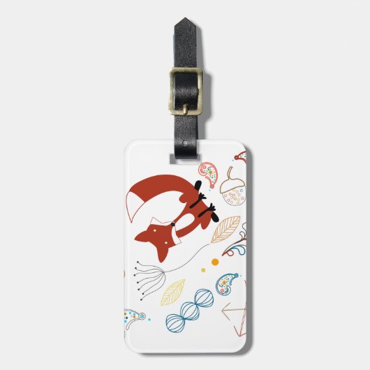 Personaliseer Modern Fox Woodland Pattern Bagagelabel (Voorkant verticaal)