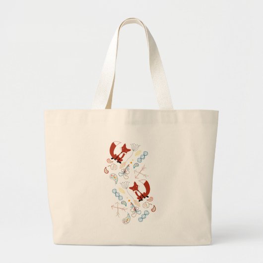 Personaliseer Modern Fox Woodland Pattern Grote Tote Bag (Voorkant)