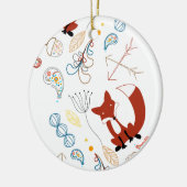 Personaliseer Modern Fox Woodland Pattern Keramisch Ornament (Links)