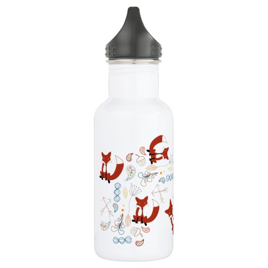 Personaliseer Modern Fox Woodland Pattern Waterfles (Links)