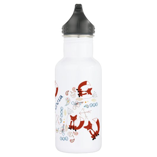 Personaliseer Modern Fox Woodland Pattern Waterfles (Rechts)
