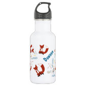Personaliseer Modern Fox Woodland Pattern Waterfles (Voorkant)