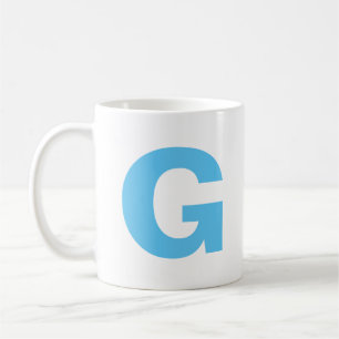 Personaliseer Modern Script Blauwe Initiële Monogr Koffiemok