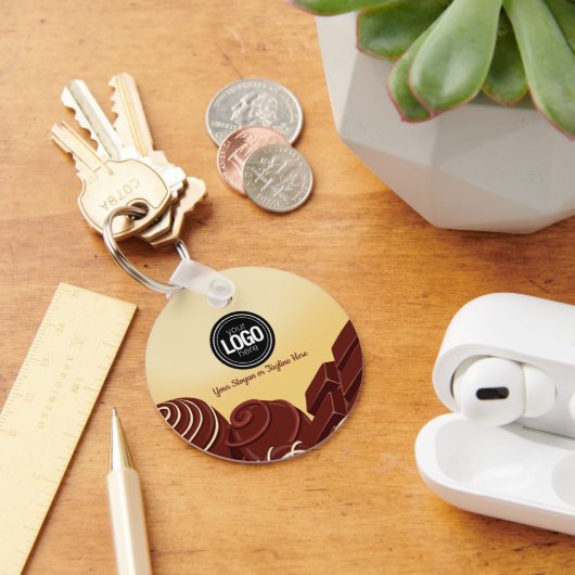 Personaliseer moderne chocoladezaken sleutelhanger (Bureau)
