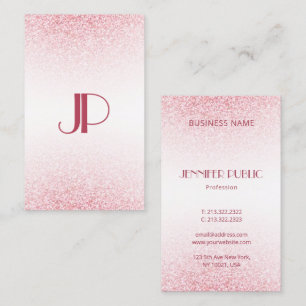 Personaliseer Moderne Roze Rose Gold Glitter Elega Visitekaartje