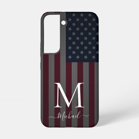 Personaliseer Monogram Amerikaanse vlag Metallic M Samsung Galaxy Hoesje (Achterkant)
