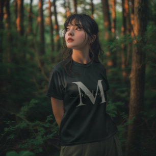 Personaliseer Monogram Initiaal Naam Vrouwen Donke T-shirt