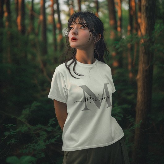 Personaliseer Monogram Initiaal Naam Vrouwen Wit T-shirt