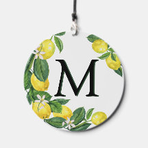 Personaliseer Monogram Letter Lemon Geel Wit